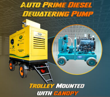 Auto Prime Diesel Dewatering Pump Trolley Mounted with canopy